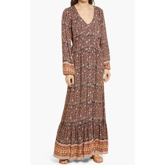 Faherty Toluca Border Print Long Sleeve Dress in Monserrat Floral Size XS - Picture 15 of 16